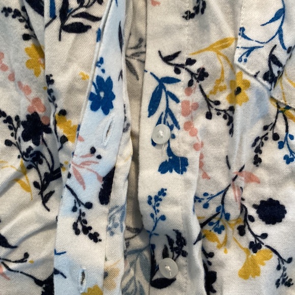 Lands’ End flower print button down blouse - Picture 4 of 6